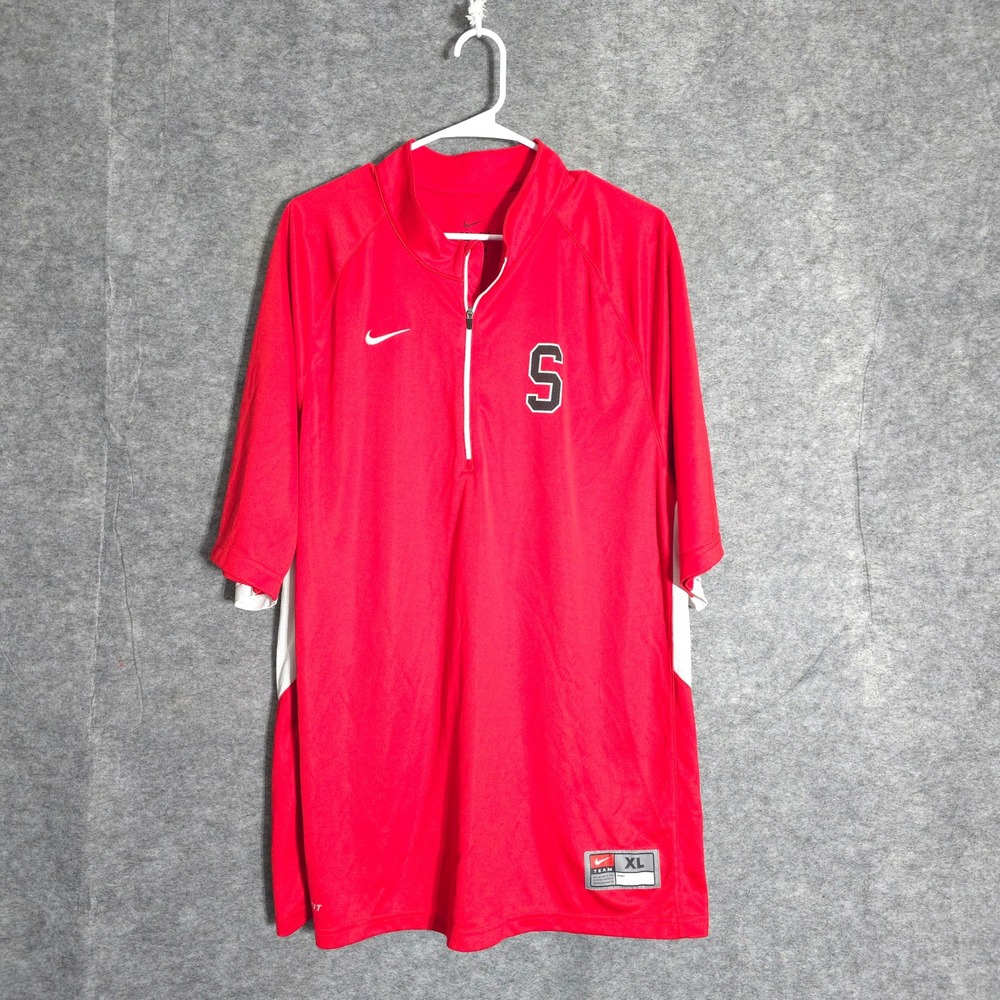 Nike Stanford Dri-FIT Mens XL Red Quarter Zip Short Sleeve Training Top NCAA